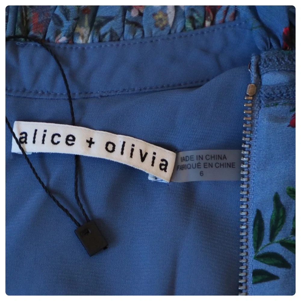 ALICE + OLIVIA Marta Floral Mock Neck Midi Dress - Picture 9 of 14